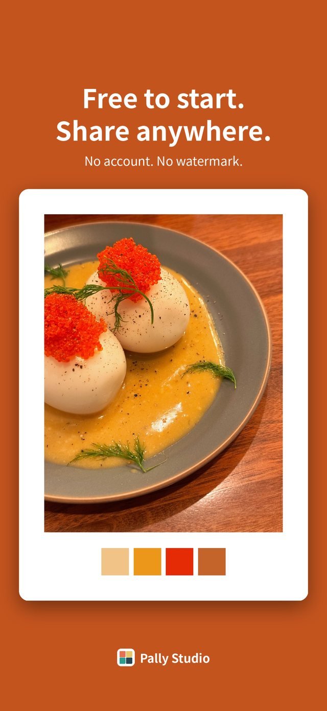 Food photo with a warm palette — Free to start, share anywhere